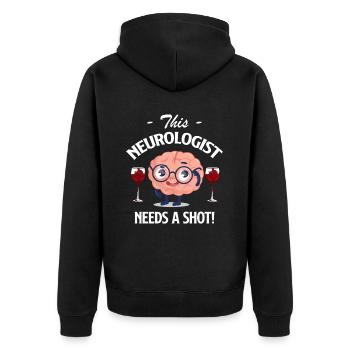 Dieser Neurologe Braucht Eine Spritze! Doktor - Unisex Premium Bio Zip Hoodie - Schwarz - Hinten - Nico (187cm)