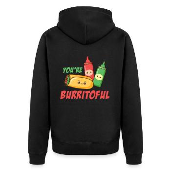 Du Bist Burritoful Burrito Mexikanische Margarita - Unisex Premium Bio Zip Hoodie - Schwarz - Hinten - Nico (187cm)