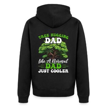 Tree Hugger Dad - Unisex Premium Organic Zip Hoodie - black - Back - Nico (187cm)