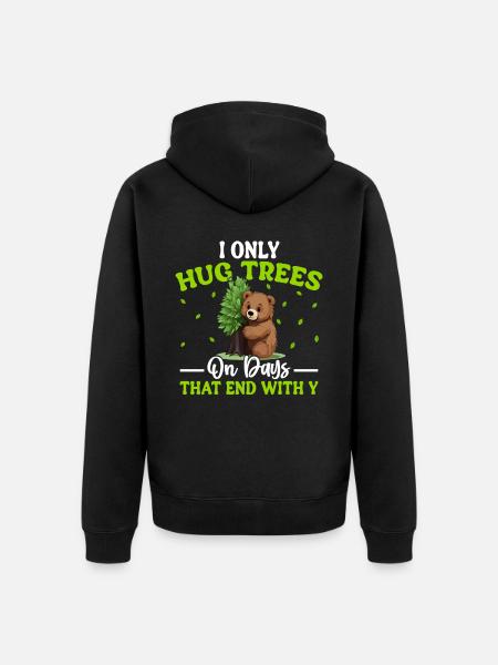 Tree Hugger Umweltschützer Bär - Unisex Premium Bio Zip Hoodie - Schwarz