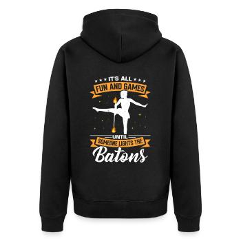 Fire Baton Fire Dance Fire Dancer Fire Dancer - Unisex Premium Organic Zip Hoodie - black - Back - Nico (187cm)