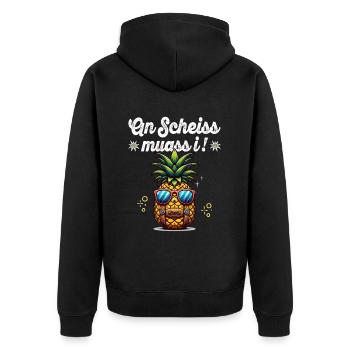 An Scheiss muss I Dirndl Ersatz & Trachtenshirt - Unisex Premium Organic Zip Hoodie - black - Back - Nico (187cm)