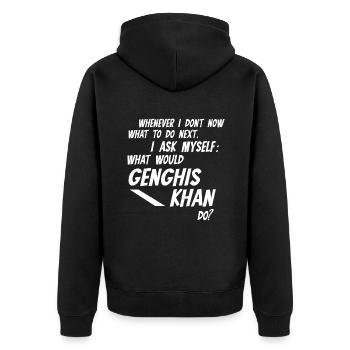 Chaque fois que je ne sais pas ce que Gengis Khan ferait - Veste à capuche bio Premium Unisexe - noir - Dos - Nico (187cm)