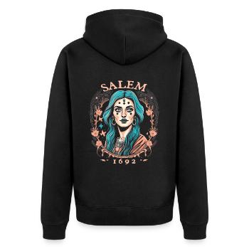Salem 1692 - Unisex Premium Bio Zip Hoodie - Schwarz - Hinten - Nico (187cm)
