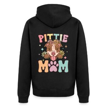 Groovy Pitbull Mom Female Dog Lover - Unisex Premium Organic Zip Hoodie - black - Back - Nico (187cm)