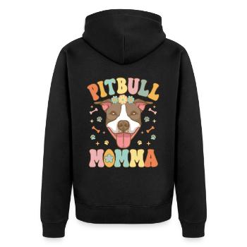 Groovy Pitbull Mom Female Dog Lover - Unisex Premium Organic Zip Hoodie - black - Back - Nico (187cm)