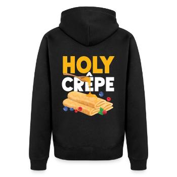 Pancake Lover Kids Pun Holy Crepe - Unisex Premium Organic Zip Hoodie - black - Back - Nico (187cm)