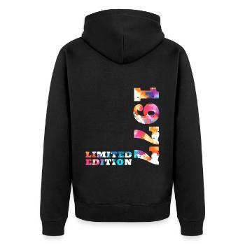 Colorful Birthday Limited Edition 1977 - Unisex Premium Organic Zip Hoodie - black - Back - Nico (187cm)