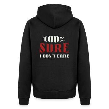 Schwarzer Humor Witzig I Dont Care - Unisex Premium Bio Zip Hoodie - Schwarz - Hinten - Nico (187cm)