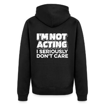 Humour noir Drôle Je m’en fous - Veste à capuche bio Premium Unisexe - noir - Dos - Nico (187cm)