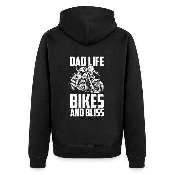 Motorrad Biker Motorbike Motorcycle Dad - Unisex Premium Bio Zip Hoodie - Schwarz - Hinten - Nico (187cm)