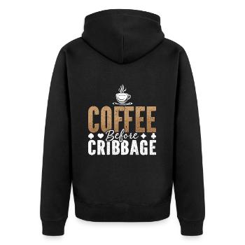 Cribbage Player Coffee Board Game Coffee Lover - Unisex Premium Organic Zip Hoodie - black - Back - Nico (187cm)