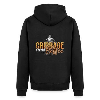 Cribbage Player Before Playing Cards Coffee Lover - Unisex Premium Bio Zip Hoodie - Schwarz - Hinten - Nico (187cm)