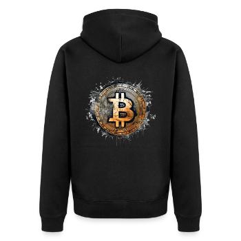 Vintage Cryptocurrency Digital Currency Coin - Unisex Premium Bio Zip Hoodie - Schwarz - Hinten - Nico (187cm)