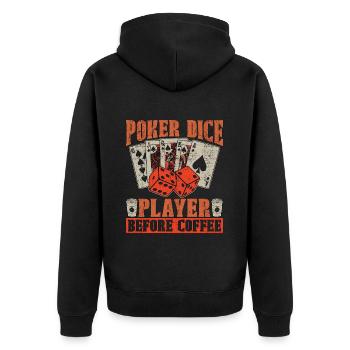 Joueur de dés de poker avant les dés de café amateur de café - Veste à capuche bio Premium Unisexe - noir - Dos - Nico (187cm)