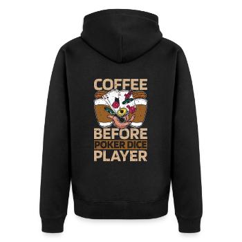 Poker Dice Player Coffee Card Game Coffee Lover - Unisex Premium Bio Zip Hoodie - Schwarz - Hinten - Nico (187cm)