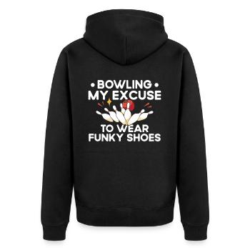 My Excuse To Wear Funky Shoes - Bowling - Unisex Premium Organic Zip Hoodie - black - Back - Nico (187cm)