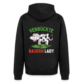 CRAZY FARMER LADY - Drôle de femme de fermier - Veste à capuche bio Premium Unisexe - noir - Dos - Nico (187cm)
