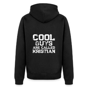 Cool guys are called Kristian - Unisex Premium Bio Zip Hoodie - Schwarz - Hinten - Nico (187cm)