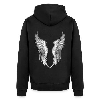 2reborn Wings Engel stab 3 - Unisex Premium Bio Zip Hoodie - Schwarz - Hinten - Nico (187cm)