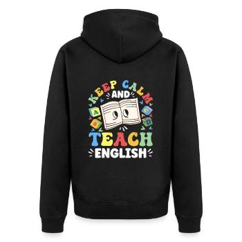 English Teacher English Learner ELL Teacher - Unisex Premium Organic Zip Hoodie - black - Back - Nico (187cm)