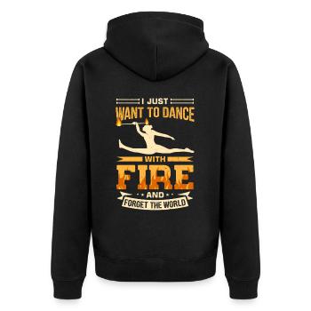 Fire Baton Fire Dance Fire Dancer Fire Dancer - Unisex Premium Organic Zip Hoodie - black - Back - Nico (187cm)