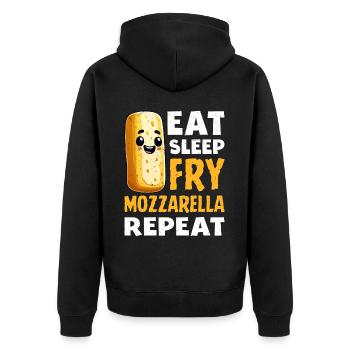 Mozzarella Sticks Käse - Unisex Premium Bio Zip Hoodie - Schwarz - Hinten - Nico (187cm)