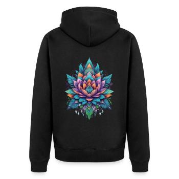Mandala Lotus Spiritual Aesthetic Design - Unisex Premium Organic Zip Hoodie - black - Back - Nico (187cm)