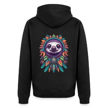 Paresseux spirituel Mandala Feathers Festival - Veste à capuche bio Premium Unisexe - noir - Dos - Nico (187cm)