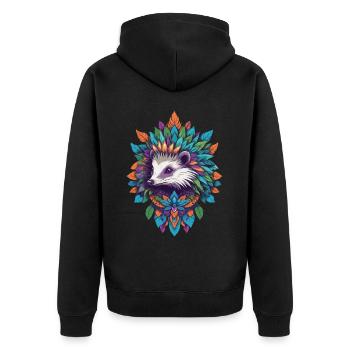 Spirituelles Krafttier Dachs Mandala - Unisex Premium Bio Zip Hoodie - Schwarz - Hinten - Nico (187cm)