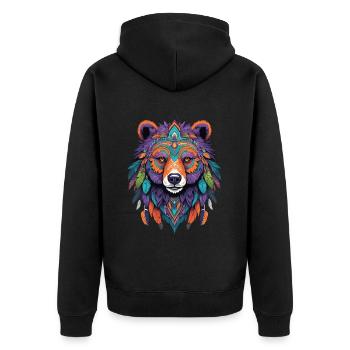 ours Mandala plumes Design ésotérique - Veste à capuche bio Premium Unisexe - noir - Dos - Nico (187cm)