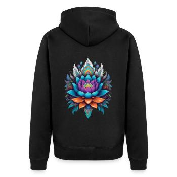 Style esthétique de la vie de fleur de fleur de lotus spirituel - Veste à capuche bio Premium Unisexe - noir - Dos - Nico (187cm)