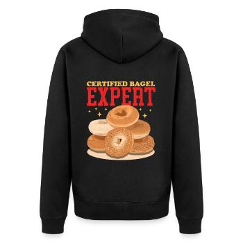 Bagel Expert Bagel Bread Beigel Gift - Unisex Premium Organic Zip Hoodie - black - Back - Nico (187cm)