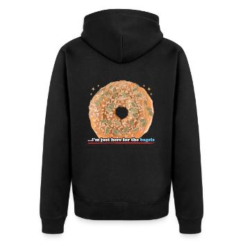 Bagel Liebhaber | Bagel Brot Beigel Geschenk - Unisex Premium Bio Zip Hoodie - Schwarz - Hinten - Nico (187cm)