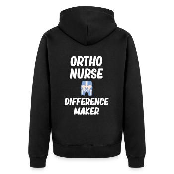 ortho Ortho Nurse Difference Maker Surgical - Unisex Premium Organic Zip Hoodie - black - Back - Nico (187cm)
