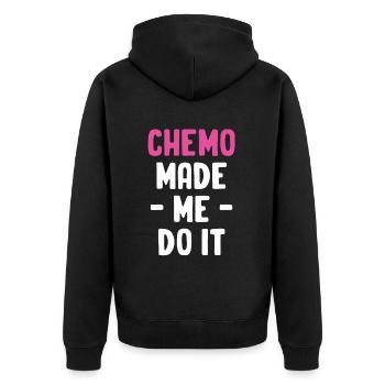 Chemo made me want to make it funny. - Unisex Premium Organic Zip Hoodie - black - Back - Nico (187cm)