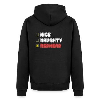 Cute Naughty Redhead Funny British Irish St. - Unisex Premium Organic Zip Hoodie - black - Back - Nico (187cm)