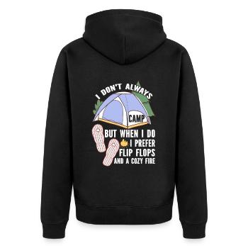 Camping Flip Flops Camper Natur Outdoor - Unisex Premium Bio Zip Hoodie - Schwarz - Hinten - Nico (187cm)