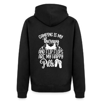Camping Flip Flops Camper Natur Outdoor - Unisex Premium Bio Zip Hoodie - Schwarz - Hinten - Nico (187cm)