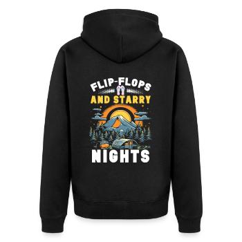 Camping Flip Flops Camper Natur Outdoor - Unisex Premium Bio Zip Hoodie - Schwarz - Hinten - Nico (187cm)