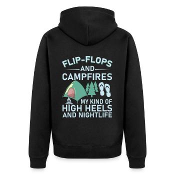 Camping Flip Flops Camper Natur Outdoor - Unisex Premium Bio Zip Hoodie - Schwarz - Hinten - Nico (187cm)