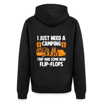 Camping Flip Flops Camper Natur Outdoor - Unisex Premium Bio Zip Hoodie - Schwarz - Hinten - Nico (187cm)