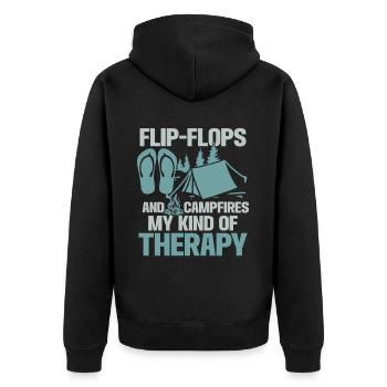 Camping Flip Flops Camper Natur Outdoor - Unisex Premium Bio Zip Hoodie - Schwarz - Hinten - Nico (187cm)
