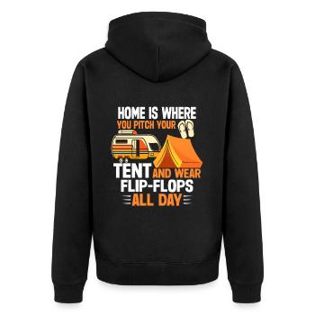 Camping Flip Flops Camper Natur Outdoor - Unisex Premium Bio Zip Hoodie - Schwarz - Hinten - Nico (187cm)