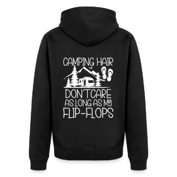 Camping Flip Flops Camper Natur Outdoor - Unisex Premium Bio Zip Hoodie - Schwarz - Hinten - Nico (187cm)