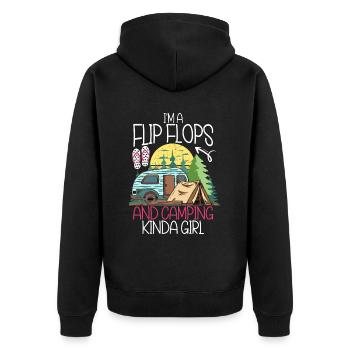Camping Flip Flops Camper Natur Outdoor - Unisex Premium Bio Zip Hoodie - Schwarz - Hinten - Nico (187cm)