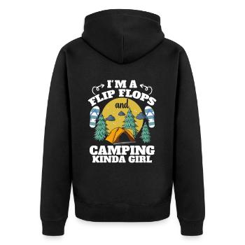 Camping Flip Flops Camper Natur Outdoor - Unisex Premium Bio Zip Hoodie - Schwarz - Hinten - Nico (187cm)