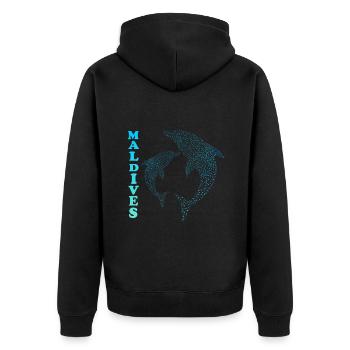 Malediven Delfine Maldives Dolphins - Unisex Premium Organic Zip Hoodie - black - Back - Nico (187cm)