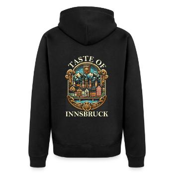 Innsbruck Österreich Reisen Urlaub Österreich - Unisex Premium Bio Zip Hoodie - Schwarz - Hinten - Nico (187cm)