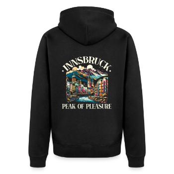 Innsbruck Österreich Reisen Urlaub Österreich - Unisex Premium Bio Zip Hoodie - Schwarz - Hinten - Nico (187cm)
